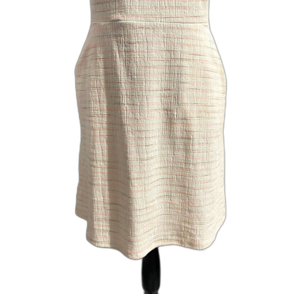 Loft‎ White Pink Stripe Criss Cross Back Mini Dress Tweed Balletcore Size 8 - Picture 6 of 11